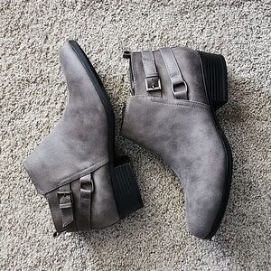 Grey suede booties